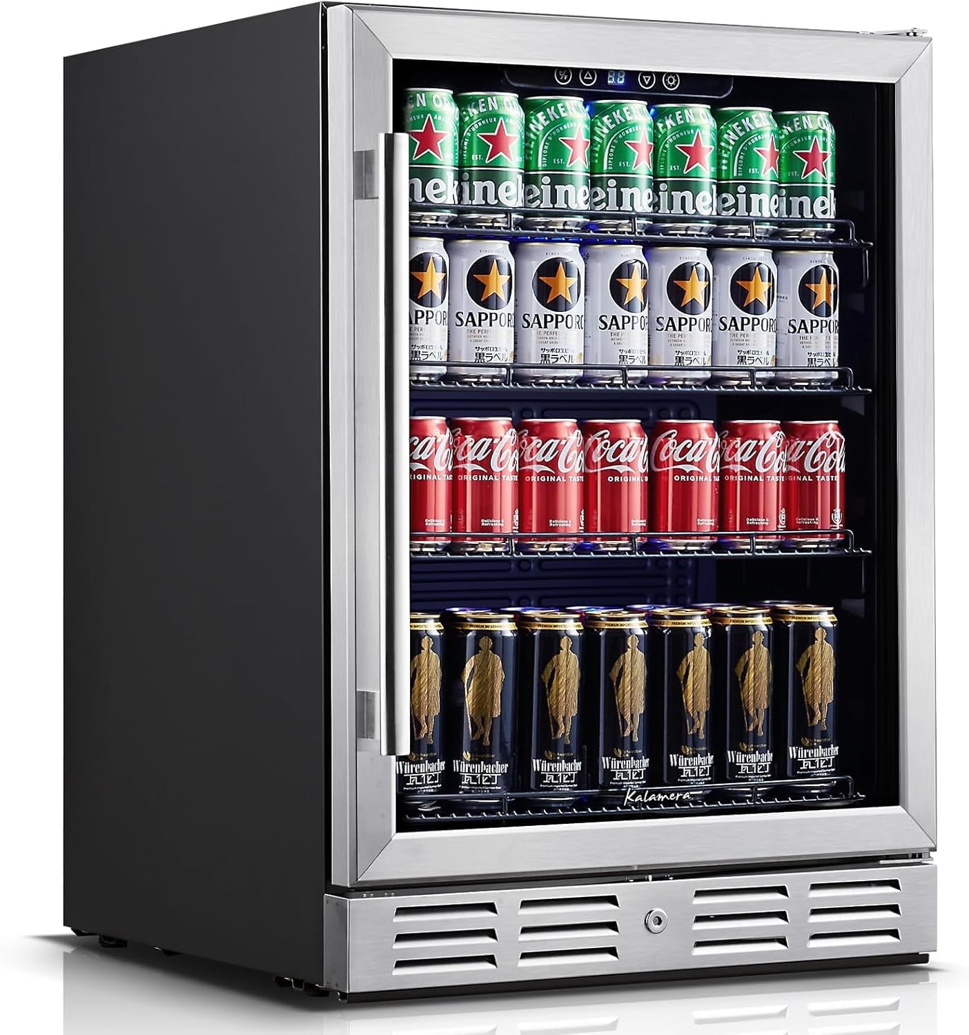 24 Inch Under Counter Beverage Fridge -Max 164Cans Capacity Drink cooler,Perfectly for Built in Space and Adjustable shelves