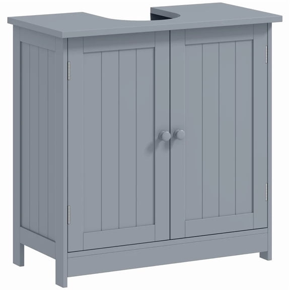 24-Inch Under Sink Storage Cabinet with 2 Doors and Adjustable Shelf, Pedestal Sink Vanity Cabinet, Gray