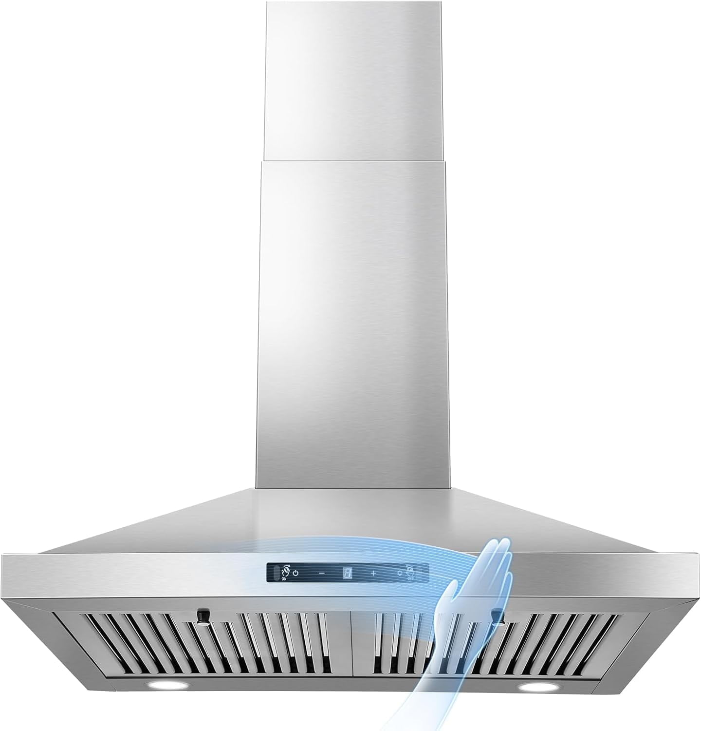 Joeaonz 24-Inch Wall Mount Range Hood Stainless Steel with Filters, 450 CFM, 120V, Touch Gesture Control, 3-Speed