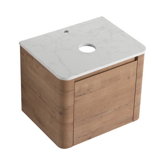 24 Inch Wall Mounted Bathroom Vanity With Soft Close Door For Modern Bathrooms, Plywood Construction, Knock Down Packing, Cabinet Only No Sink Included