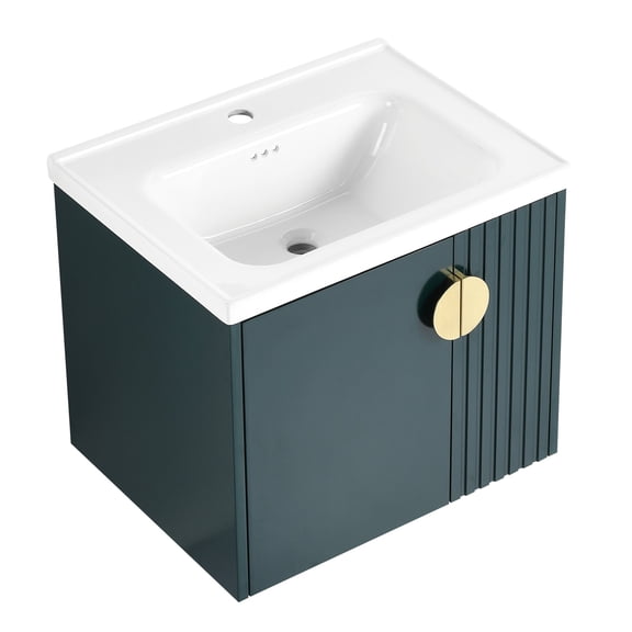 24-Inch Wall-Mounted Design, Soft-Close Doors | For Small Bathrooms, Creating a Tranquil Space | Enjoy Calm and Relaxation, Easy to Clean and Maintain