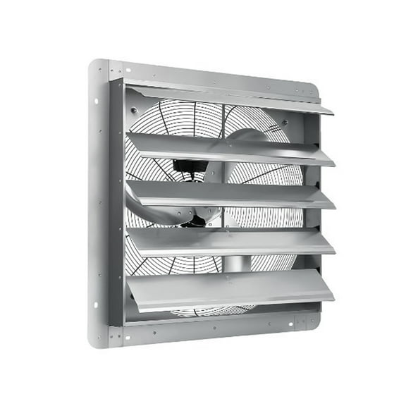 24 Inch Wall Mounted Shutter Exhaust Fan Automatic Aluminum Ventilation Fan 3837 CFM, 1500 RPM High Velocity, Low Noise for Greenhouse, Attic, Shop, Shed & Commercial Use