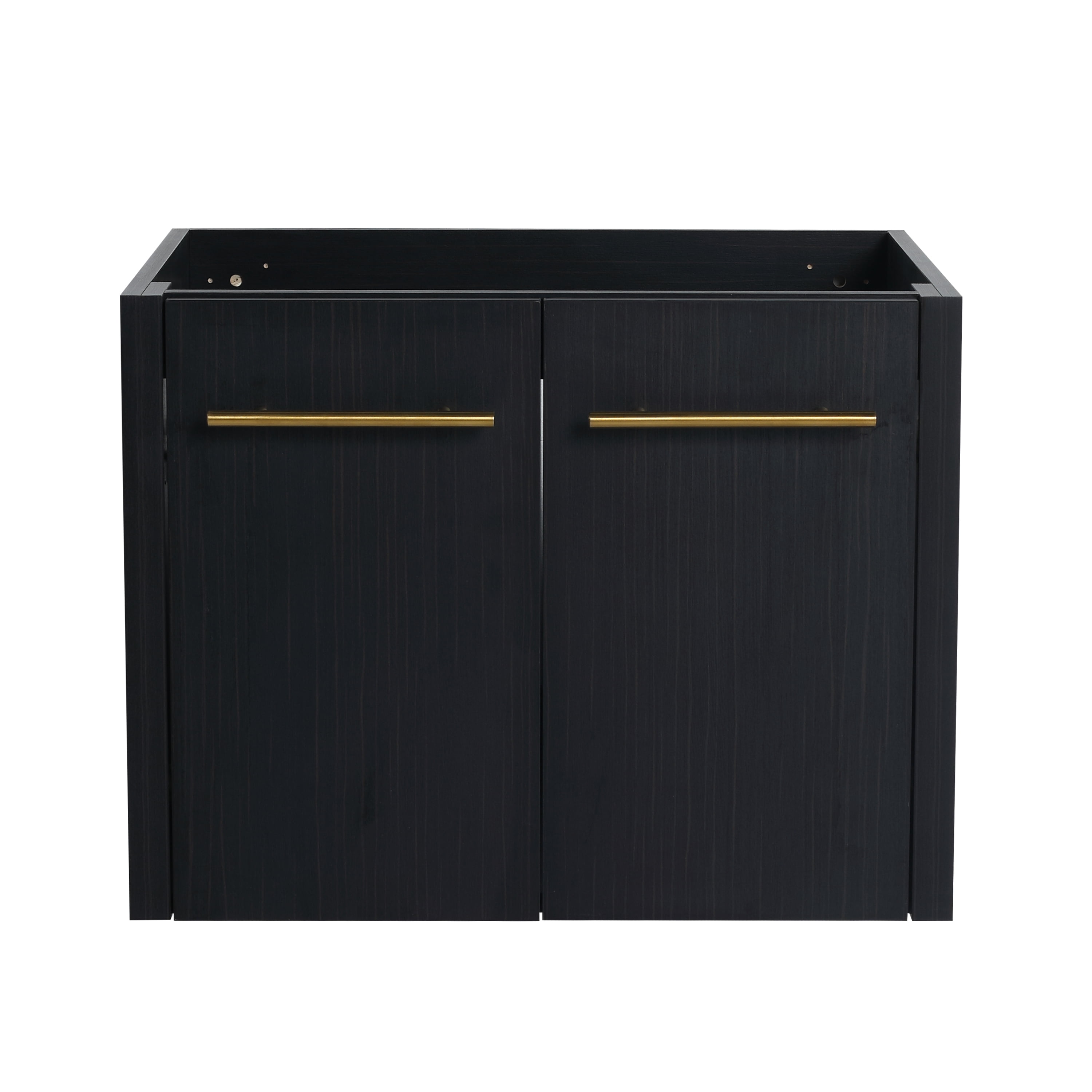 24 Inch Black Chestnut Wall-Mounted Bathroom Vanity with Gold Handles