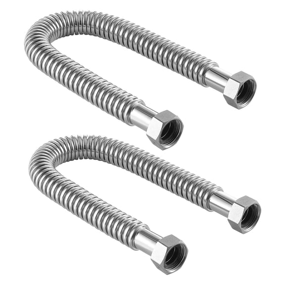 24 Inch Water Heater Flex Connector Kit, 1" Inlet & Outlet for Bathroom Kitchen Laundry Boiler Room