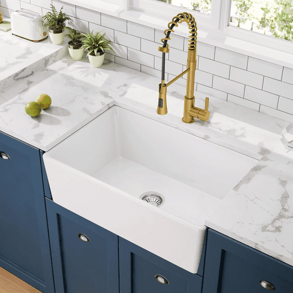 24 Inch White Fireclay Farmhouse Sink-24x 16 White Farm Sink for Small Kitchen and Laundry, Apron Front Porcelain Ceramic Sink Single Basin with Bottom Grid and Strainer