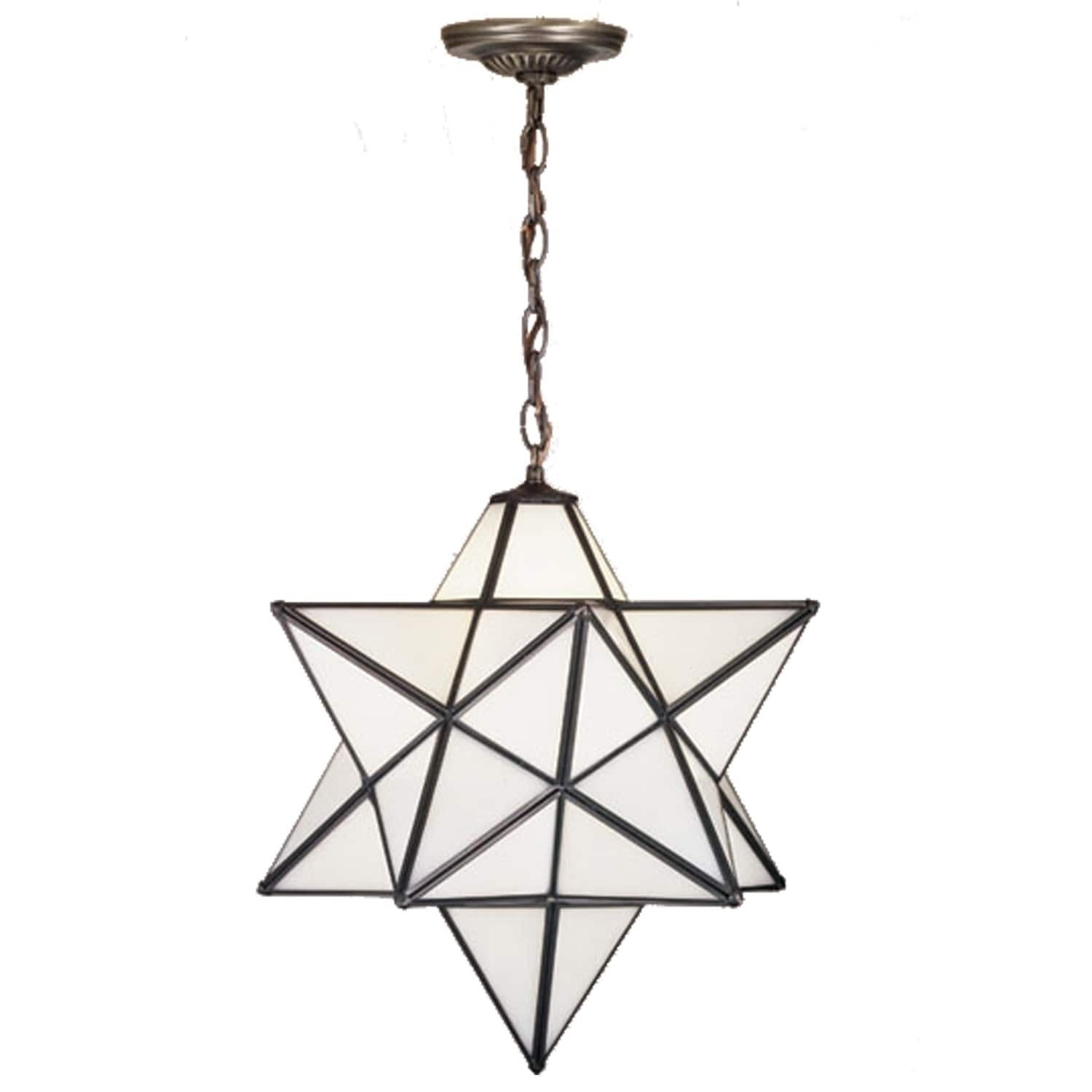 24" White Moravian Star Glass Pendant Light