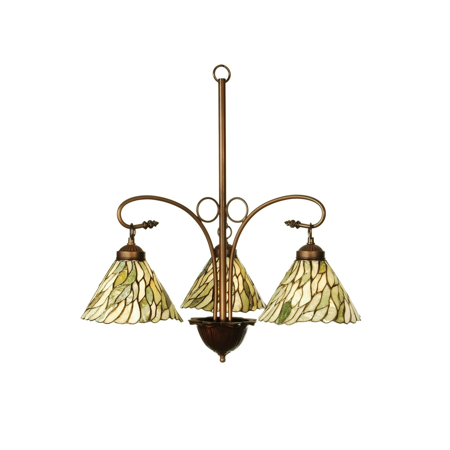 Moss Green and Ivory Jadestone 3-Light Chandelier with Mahogany Bronze Finish