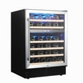 thumbnail image 1 of 24 Inch Wine Cooler Refrigerators 46 Bottle Capacity, Beverage Fridge Small Wine Cabinet Countertop Bar with Low Noise Operation Compressor and Clear Glass Door for Home Office Bar, Black, 1 of 7