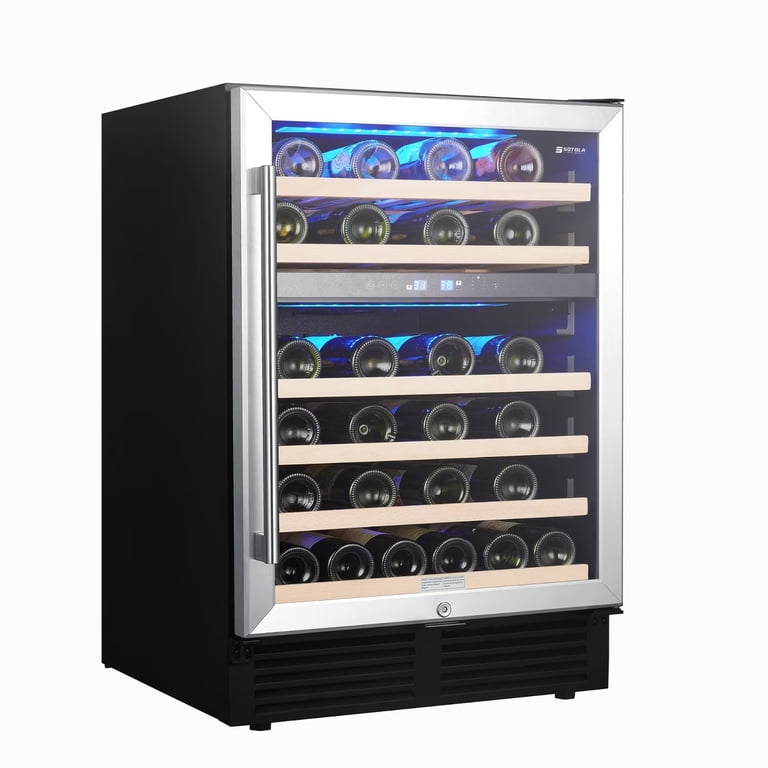 24 Inch Wine Cooler Refrigerators 46 Bottle Capacity, Beverage Fridge Small  Wine Cabinet Countertop Bar with Low Noise Operation Compressor and Clear  Glass Door for Home Office Bar, Black - Walmart.com