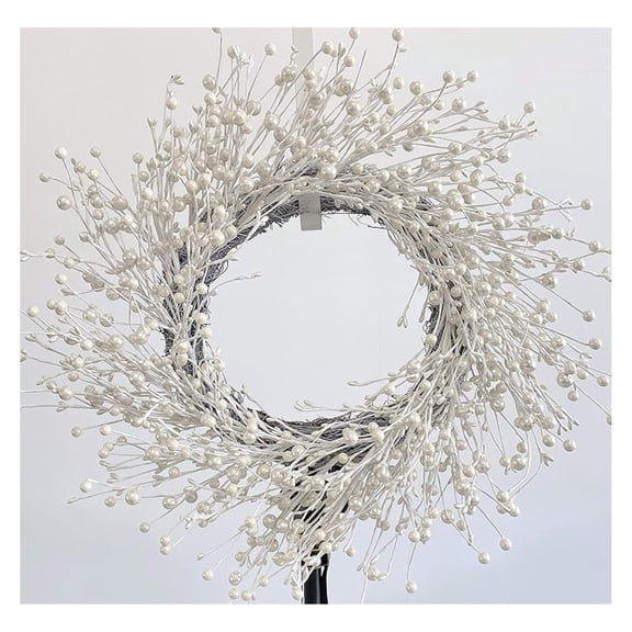 24 Inch Winter Front Door Wreath Pearl White Berry Wreath Winter Wreaths for Front Door, Fireplace, Mantel, Xmas Christmas Dcor