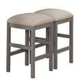 thumbnail image 1 of 24 Inch Wood Counter Stool Set of 2 Cushioned Farmhouse Design Gray, 1 of 6