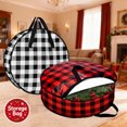 thumbnail image 1 of 24 Inch Wreath Storage Bag, Plaid Round Oxford Pouch, Reinforced Handles Smooth Zipper, Holds Christmas Wreaths Bells Garlands, Guards Decor from Damp and Squeezing for Seasonal Storage, 1 of 7
