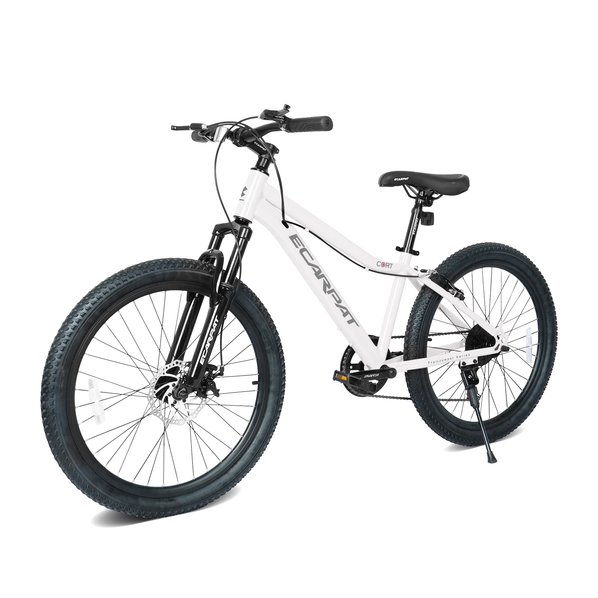 24 Inch  Mountain Bike with 7 Speeds & Front Suspension Durable Steel Frame, Alloy Rims & Disc Brakes For Men and Women in White Colors