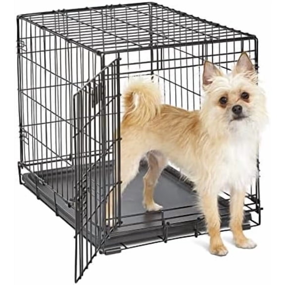 24-Inch iCrate Folding Dog Crate with Divider Panel, Leak-Proof Tray & Secure Latches ā Metal Wire Kennel for Small Breeds ā Portable, Durable & Easy to Assemble