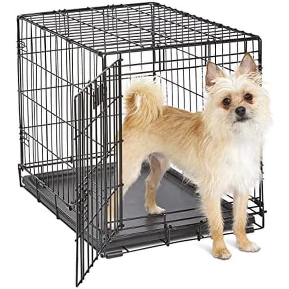 24-Inch iCrate for Small Breeds, 12-20 lbs, Single Door Folding Dog Crate with Divider Panel, Leak-Proof Tray & Secure Latch, Portable, Durable & Easy to Assemble