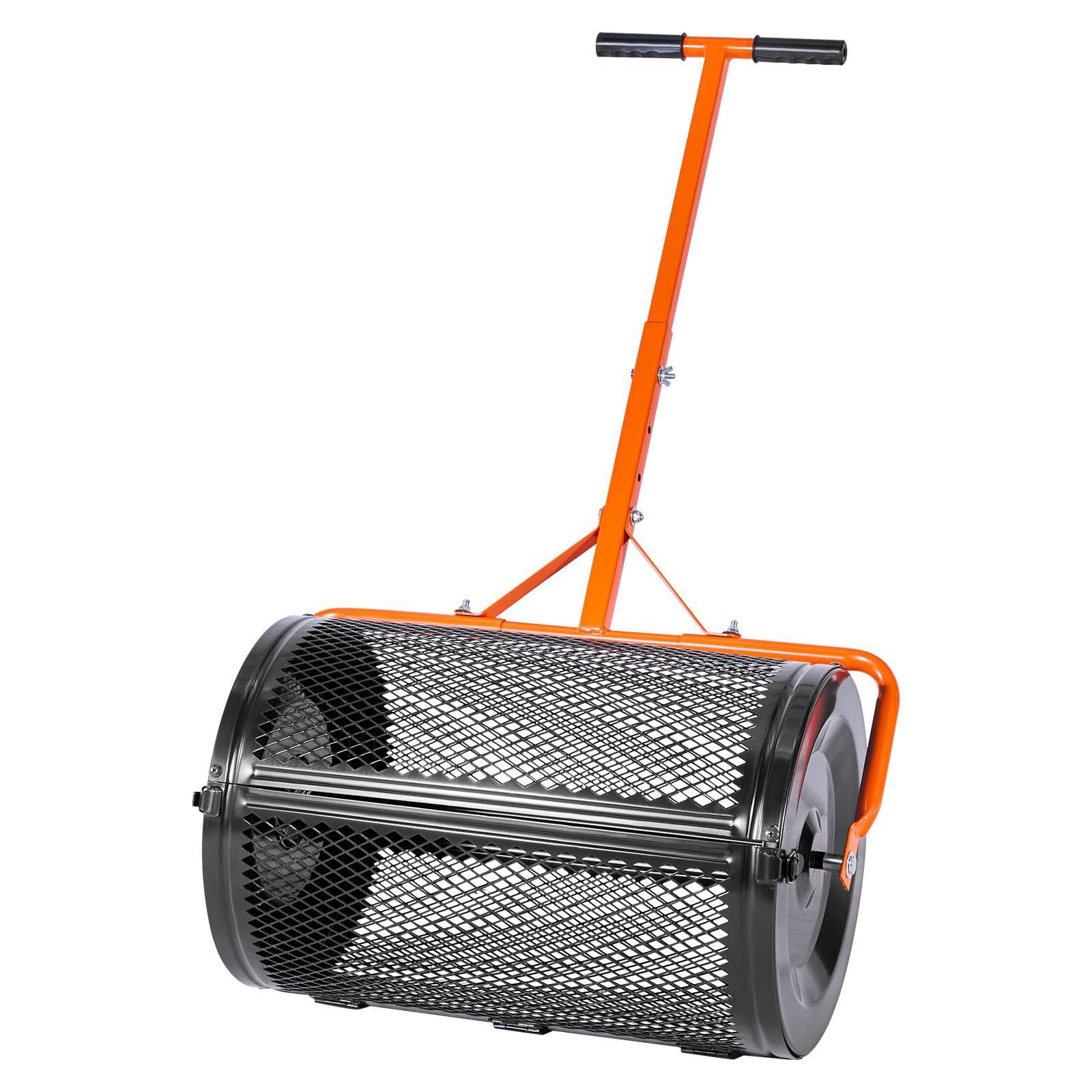 24-Inch powder-coated steel compost spreader T-handle 3-speed height adjustable, peat moss roller, heavy-duty grass seeder