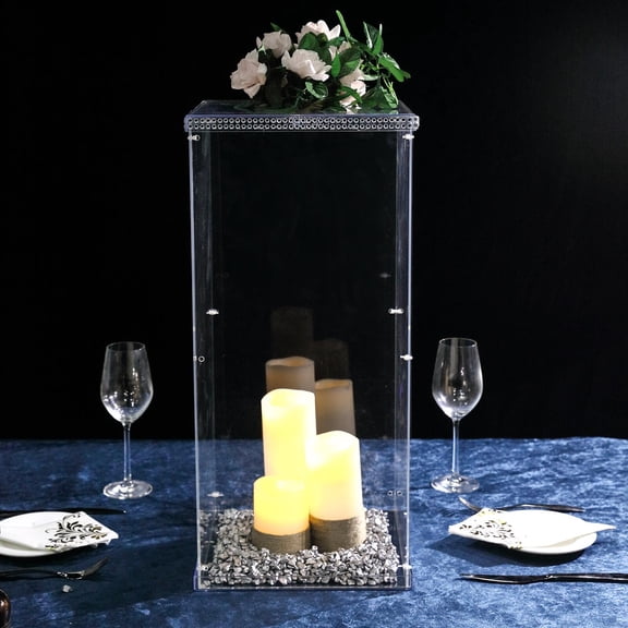 24-Inch tall Clear Acrylic DISPLAY BOX CENTERPIECE Party Column Pedestal Riser