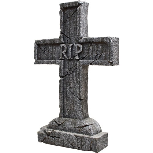 24 Inch x 16 Inch x 3 Inch Rest in Peace Cross Tombstone