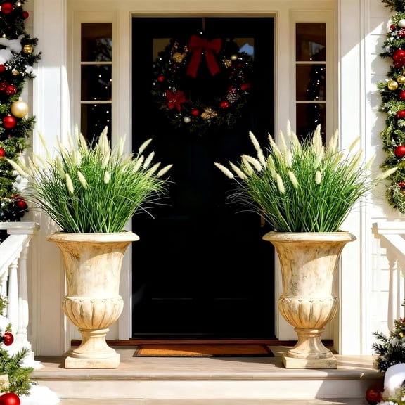 24 Inches Artificial Reed Grass with 8 Heads Dogtail Flower - 6pcs for Home & Garden Decor