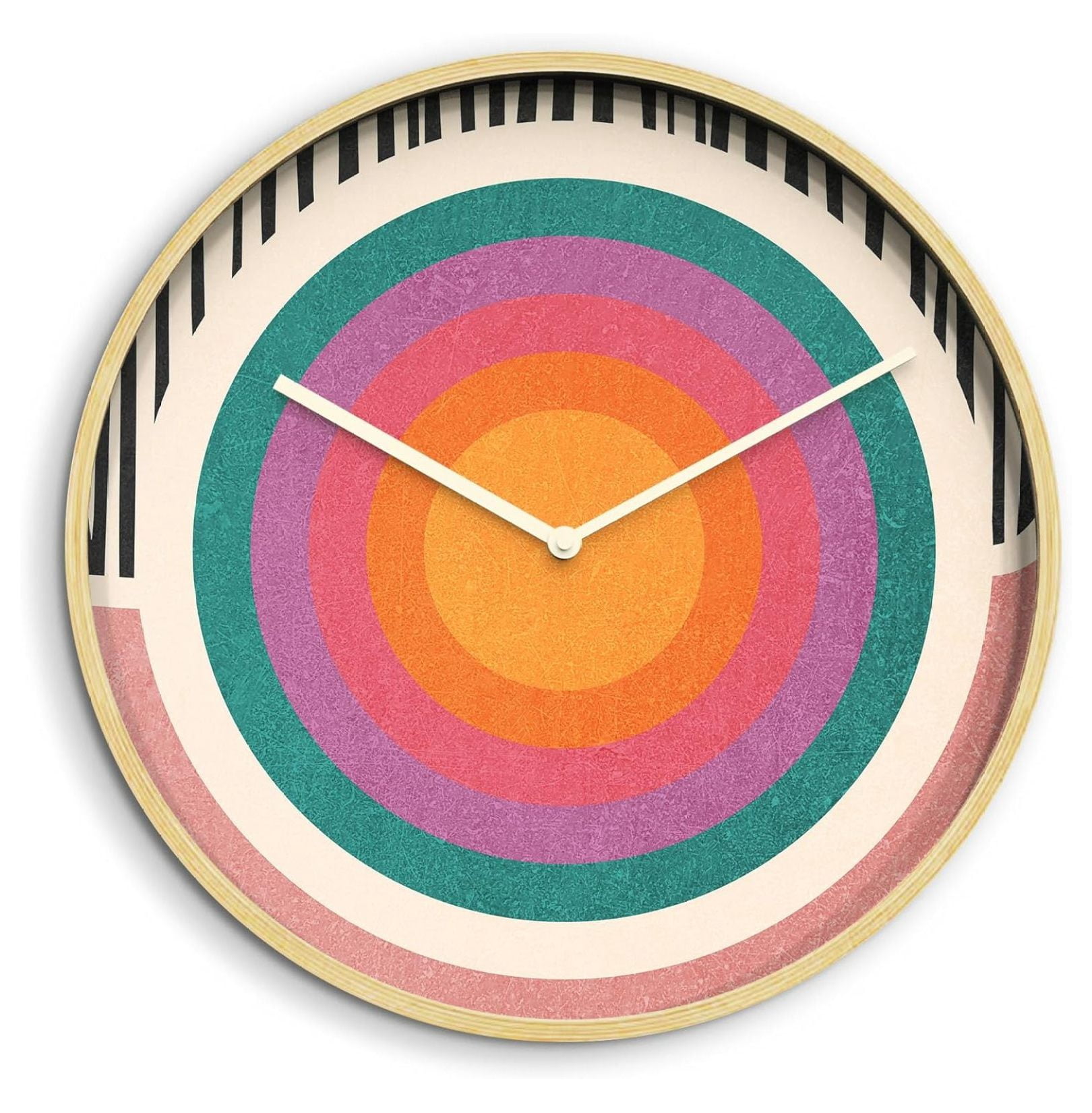 24 Inches -Century Multicolor Color Block Round Wooden Wall Clock ...