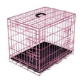 thumbnail image 1 of 24 Inches Double Door Crate, Wire Dog Crate with Plastic Pan, Medium Dogs Cage for Bedroom, Apartment, Pet shop, Home, RV, Living Room, Pink, 1 of 5