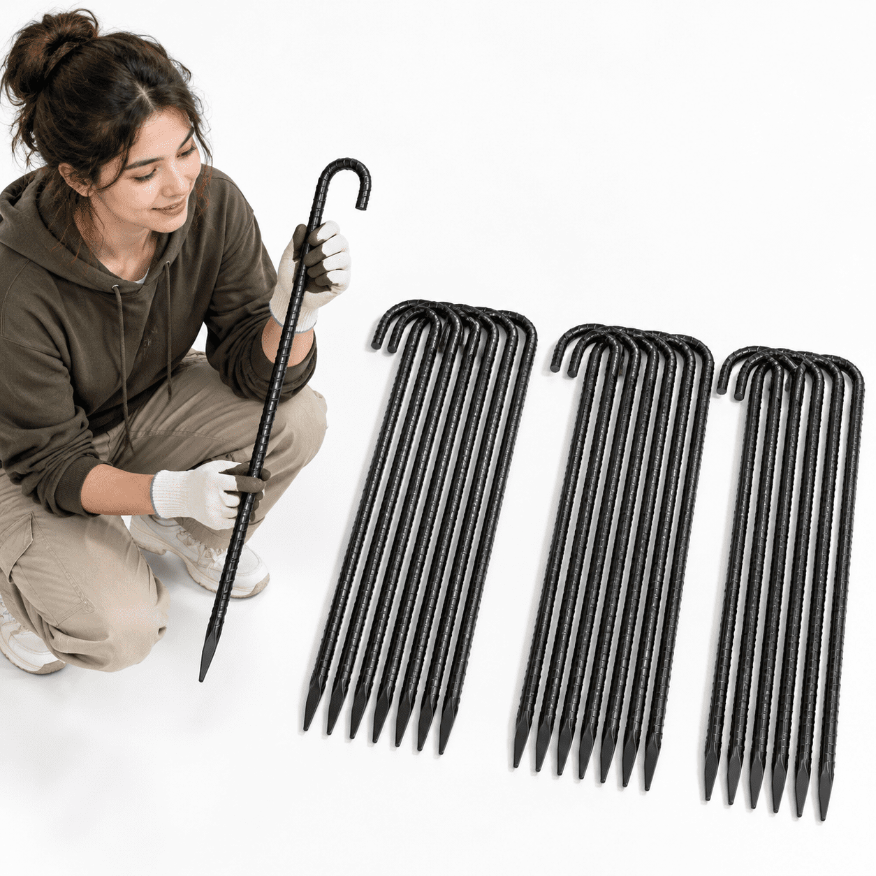 24 Inches J Hook Rebar Stakes (16-pack) Extra Long Garden With Chisel ...