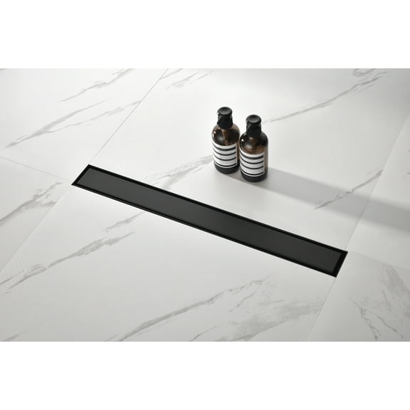 24 Inches Linear Shower Drain with Removable Cover, 304 Stainless Shower Drain Included Hair Strainer and Leveling Feet