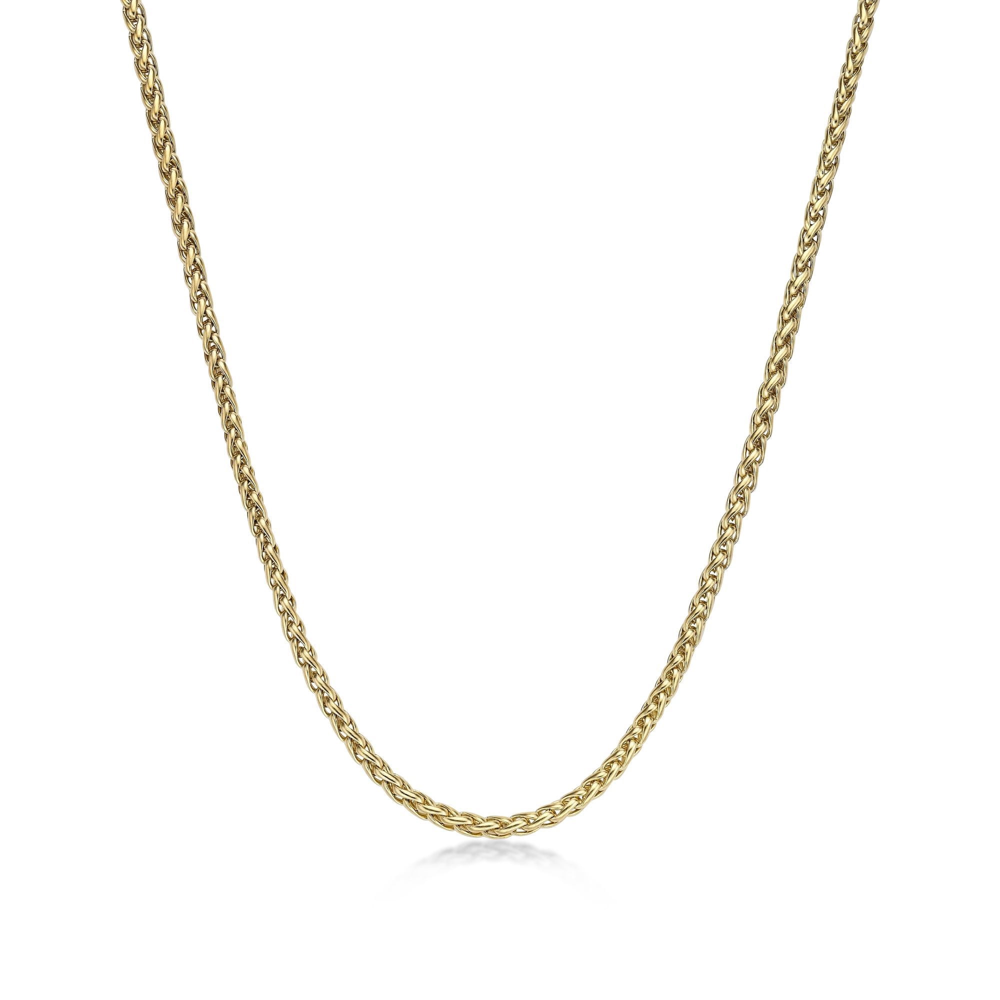 24 Inches Long Thin Wheat Chain Necklace for Men in Stainless Steel with Yellow Gold Ion Plating 3 mm Wide Lobster Claw by Metro Jewelry