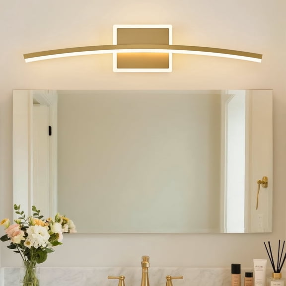 24 Inches Modern LED Vanity Light Gold Bathroom Wall Light Fixtures Over Mirror Modern Bath Wall Lighting for Bathroom, Dimmable Vanity Light for Bathroom(5CCT 23.6Inch)