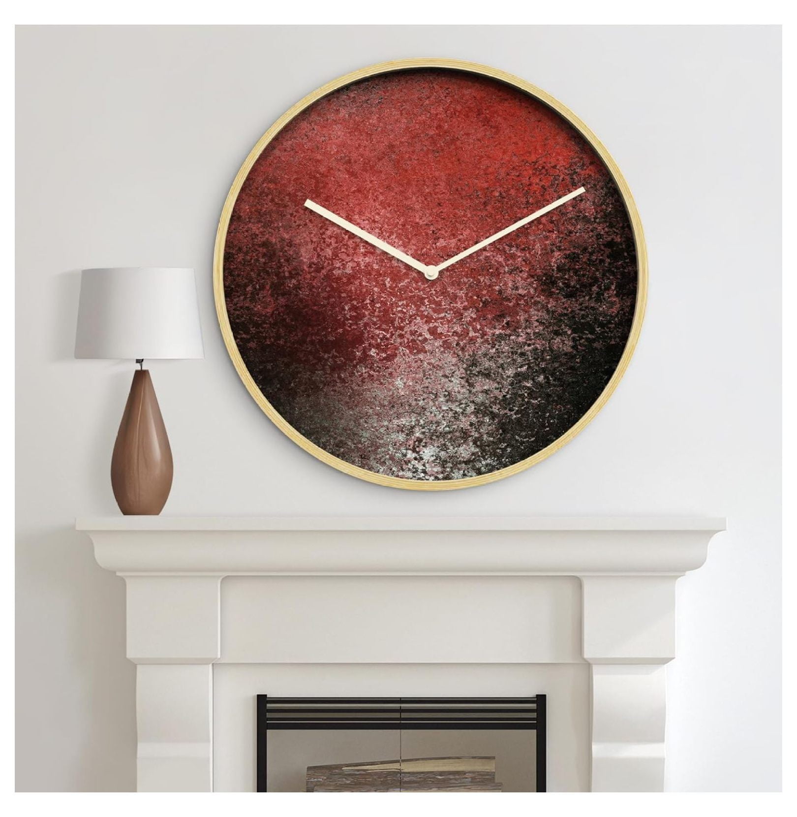 24 Inches Round Wooden Wall Clock Silent Battery Operated, Home ...