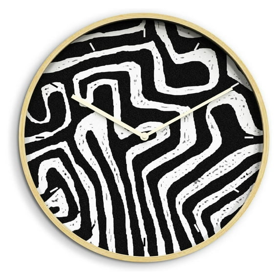 24 Inches Round Wooden Wall Clock Silent Battery Operated, Home Decorative Large Wall Clock, Black & White -Century Clock Wall Art Decor for Living Room Kitchen Bedroom Office Classroom