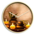 thumbnail image 1 of 24 Inches Round Wooden Wall Clock Silent Battery Operated, Home Decorative Large Wall Clock, Candle and Stone Clock Wall Art Decor for Living Room Kitchen Bedroom Office Classroom, 1 of 7