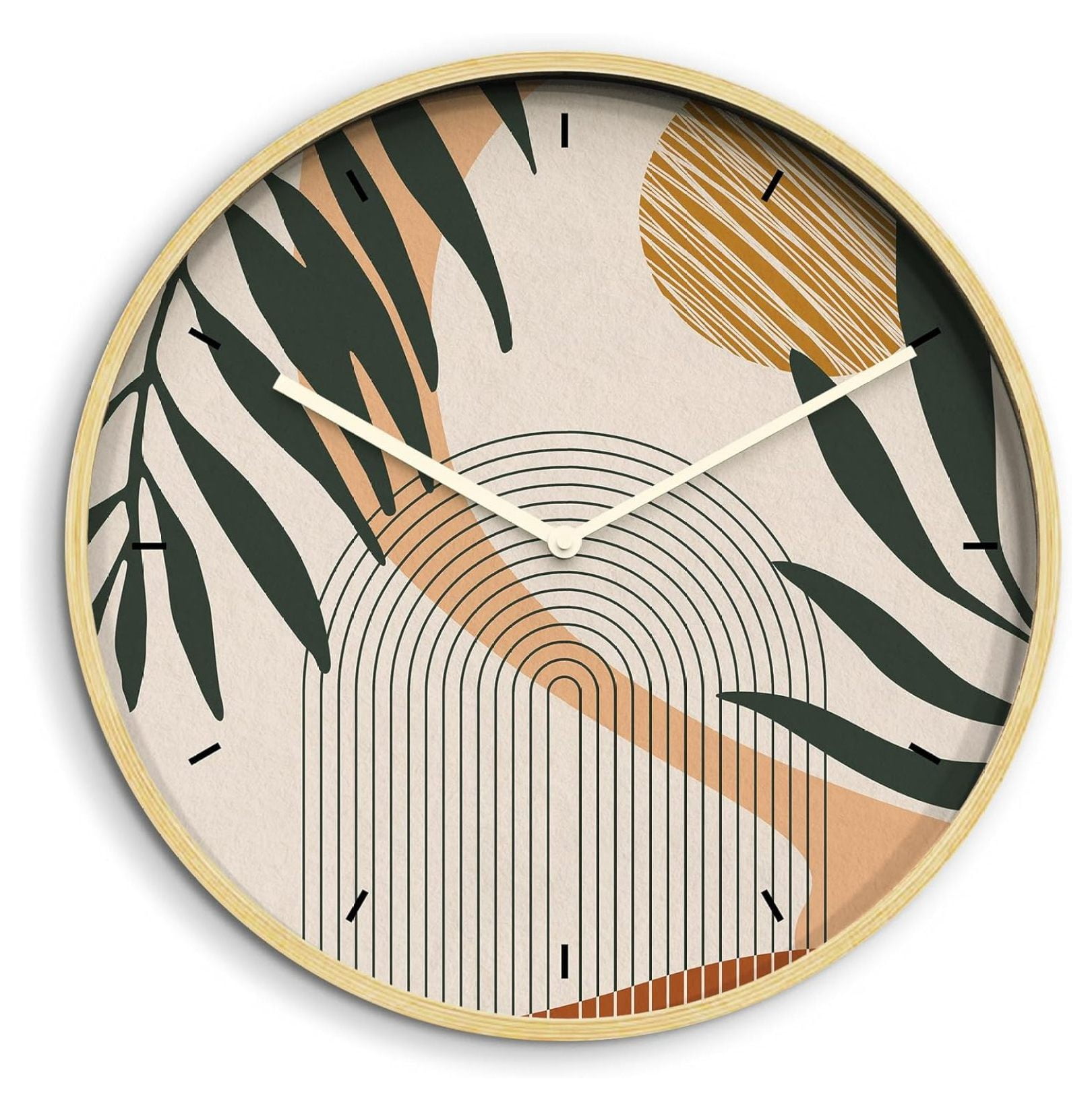 24 Inches Round Wooden Wall Clock Silent Battery Operated, Home ...