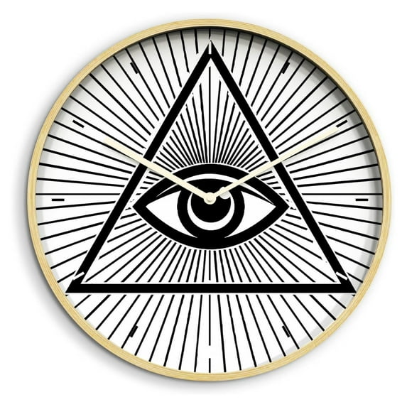 24 Inches Round Wooden Wall Clock Silent Battery Operated, Home Decorative Large Wall Clock, One Eye Clock Wall Art Decor for Living Room Kitchen Bedroom Office Classroom