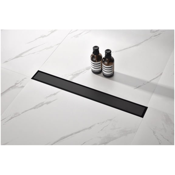 24 Inches Shower Drain with Removable Cover, 304 Stainless Shower Drain Included Hair Strainer and Leveling Feet