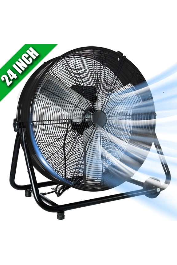 24"Industrial Fan High Velocity,Heavy Duty Drum Fan up to 8100CFM,Heavy Duty Blower Fan with 3-Speed & 360°Adjustable,Ideal for Home, Garage, Indoor/Outdoor Use, Black