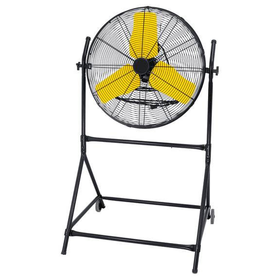 24" Industrial Stand Fan - 7800 CFM Heavy Duty High Velocity Roll for Workstation, Garage, Warehouse - 2/5HP Motor, 120 Volt
