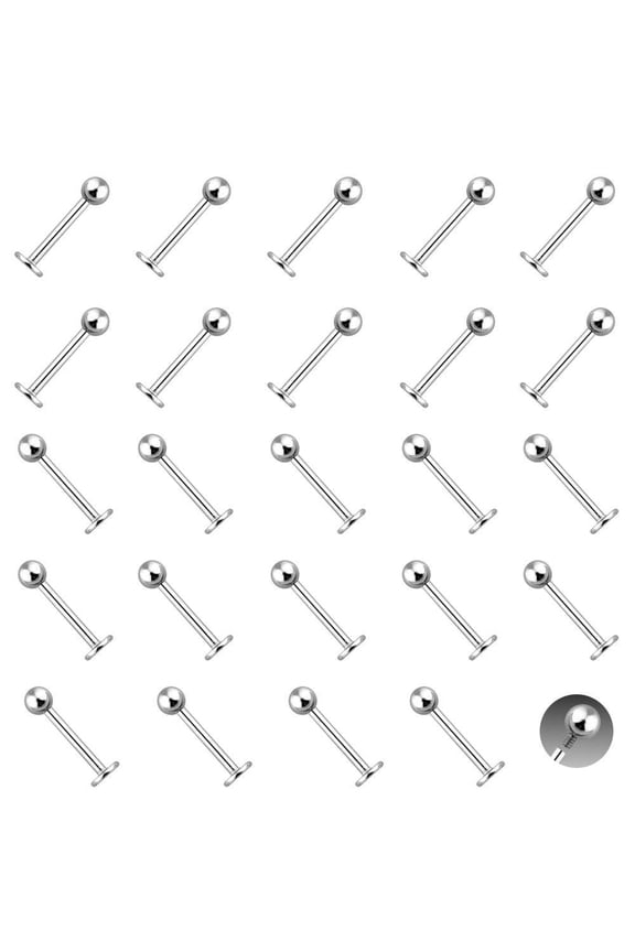 24 Internally Threaded Labret Monroe Piercing Barbells - 16 Gauge and 14G
