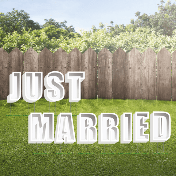 24" JUST MARRIED Elegant Shadow Box Yard Sign Letters