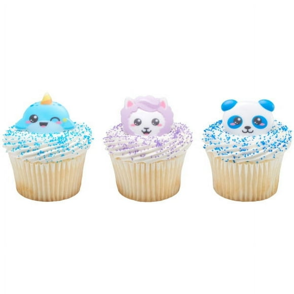 24 Kawaii Character Cupcake Rings Toppers Cake Decoration