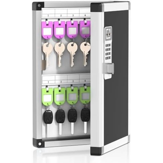 24 Key Box Wall Mount with Code and Key, Key Lock Box with Combination ...