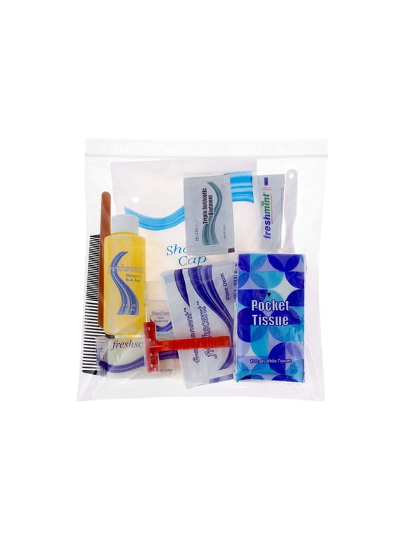 24 Kits - Bulk Case of Wholesale Deluxe 15 Piece Hygiene & Toiletry Kit for Men, Women, Travel, Charity