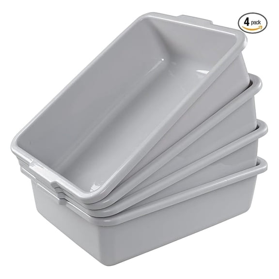 24 L Plastic Bus Tubs, Large Utility Bus Boxes, 4-Pack