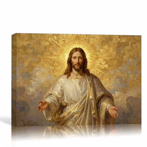 24"L x 16"W Christ Portrait Religious Canvas Wall Art, Large Christian Faith Inspired Artwork for Living Room, Bedroom and Church Home Decor