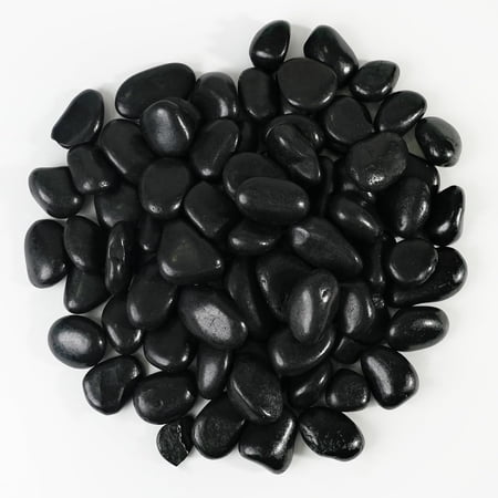 24 LBS River Rocks(2 x 12 LBS Bags), StoneCreek, Decorative Garden Stones for Plant Landscaping, Polished Gravel Filler Pebbles, Large Size, Black