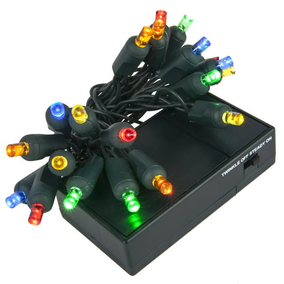 Kurt Adler LED Christmas Lights - Multi-Color - 7 ft Green Wire - 20ct