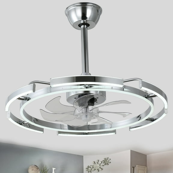 24" LED Ceiling Fan Gradually Dimmable with APP Control Reversible Blades 6 Speeds for Bedroom