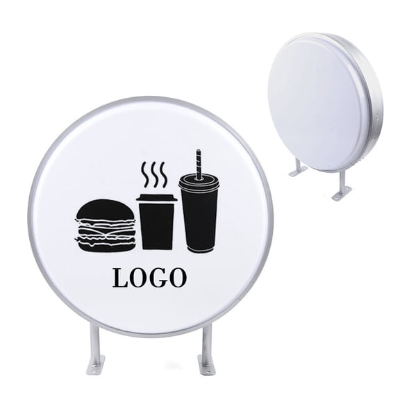 24'' LED Double-Sided Round Light Box - Waterproof Wall-Mounted Advertising Sign with 10000K Bright White Light for Shops, Cafes, Restaurants, and Businesses