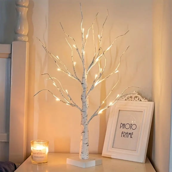 24 LED Easter Birch Tree Light, Adjustable Branches, USB or 3AA Powered Decorative Lamp for Bedroom