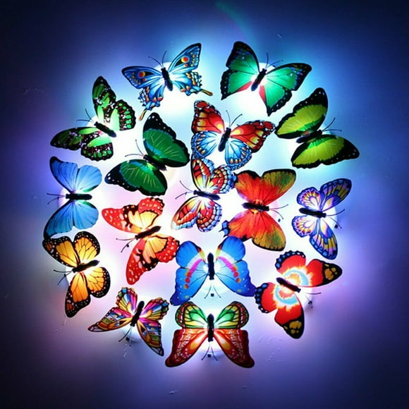 24 LED Flashing butterfly light Cute Butterfly lights 3D Pattern for Kitchen kids lockers